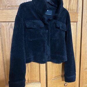 Elodie Charcoal Fuzzy Jacket